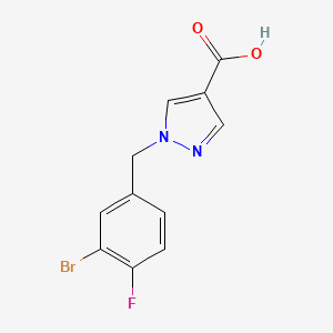 molecular formula C11H8BrFN2O2 B1525542 1-[(3-bromo-4-fluorophenyl)methyl]-1H-pyrazole-4-carboxylic acid CAS No. 1273797-56-0