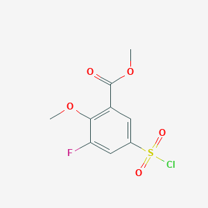 molecular formula C9H8ClFO5S B15255468 Methyl 5-(chlorosulfonyl)-3-fluoro-2-methoxybenzoate 