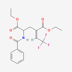 molecular formula C18H20F3NO5 B15255478 1,5-Diethyl 2-(phenylformamido)-4-(2,2,2-trifluoroethylidene)pentanedioate 