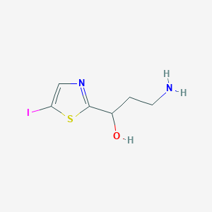 molecular formula C6H9IN2OS B15255481 3-Amino-1-(5-iodo-1,3-thiazol-2-yl)propan-1-ol 