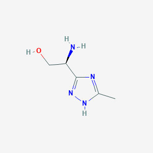 molecular formula C5H10N4O B15255535 (2S)-2-Amino-2-(5-methyl-1H-1,2,4-triazol-3-yl)ethan-1-ol 