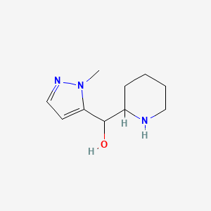 molecular formula C10H17N3O B15255566 (1-Methyl-1H-pyrazol-5-yl)(piperidin-2-yl)methanol 