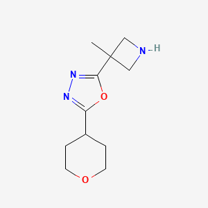 molecular formula C11H17N3O2 B15255576 2-(3-Methylazetidin-3-yl)-5-(oxan-4-yl)-1,3,4-oxadiazole 