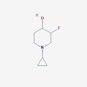 molecular formula C8H14FNO B15255610 1-Cyclopropyl-3-fluoro-piperidin-4-OL 