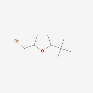 molecular formula C9H17BrO B15255635 2-(Bromomethyl)-5-tert-butyloxolane 