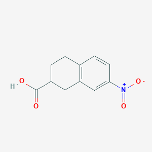 molecular formula C11H11NO4 B15255750 7-Nitro-1,2,3,4-tetrahydronaphthalene-2-carboxylic acid 