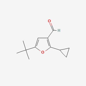 molecular formula C12H16O2 B15255858 5-tert-Butyl-2-cyclopropylfuran-3-carbaldehyde 