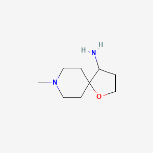 molecular formula C9H18N2O B15255862 8-Methyl-1-oxa-8-azaspiro[4.5]decan-4-amine 