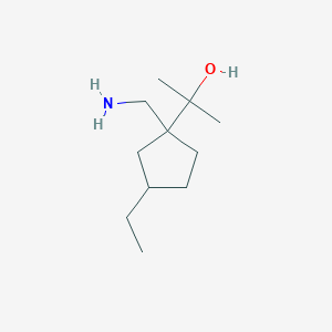 molecular formula C11H23NO B15255876 2-[1-(Aminomethyl)-3-ethylcyclopentyl]propan-2-ol 