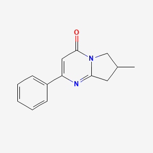 molecular formula C14H14N2O B15255883 7-Methyl-2-phenyl-4H,6H,7H,8H-pyrrolo[1,2-a]pyrimidin-4-one 