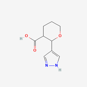 molecular formula C9H12N2O3 B15255902 2-(1H-Pyrazol-4-yl)oxane-3-carboxylic acid 