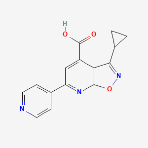 molecular formula C15H11N3O3 B15255903 3-Cyclopropyl-6-(pyridin-4-yl)-[1,2]oxazolo[5,4-b]pyridine-4-carboxylic acid 