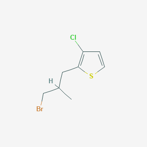 molecular formula C8H10BrClS B15255913 2-(3-Bromo-2-methylpropyl)-3-chlorothiophene 