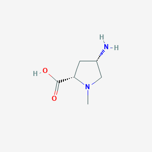 molecular formula C6H12N2O2 B1525592 (4S)-4-氨基-1-甲基-L-脯氨酸 CAS No. 1308319-48-3