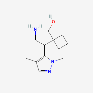 molecular formula C12H21N3O B15255980 {1-[2-amino-1-(1,4-dimethyl-1H-pyrazol-5-yl)ethyl]cyclobutyl}methanol 