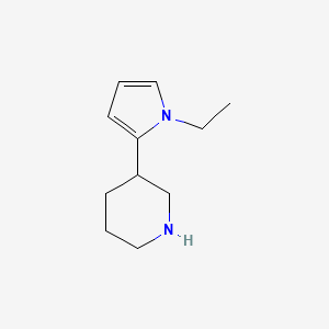 molecular formula C11H18N2 B15256043 3-(1-Ethyl-1H-pyrrol-2-yl)piperidine 