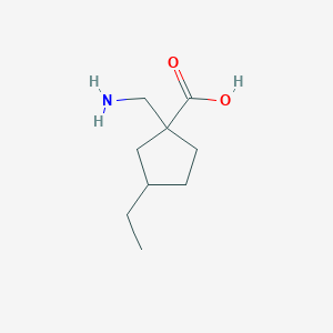 molecular formula C9H17NO2 B15256070 1-(Aminomethyl)-3-ethylcyclopentane-1-carboxylic acid 