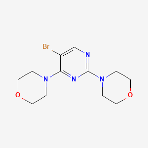 molecular formula C12H17BrN4O2 B1525610 4-[5-Bromo-4-(morpholin-4-yl)pyrimidin-2-yl]morpholine CAS No. 1021268-12-1