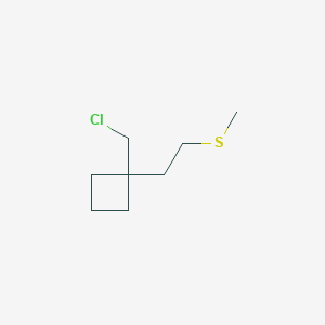 molecular formula C8H15ClS B15256115 1-(Chloromethyl)-1-[2-(methylsulfanyl)ethyl]cyclobutane 