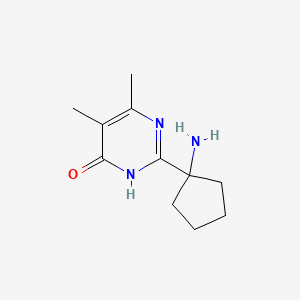 molecular formula C11H17N3O B15256147 2-(1-aminocyclopentyl)-5,6-dimethyl-1H-pyrimidin-4-one 