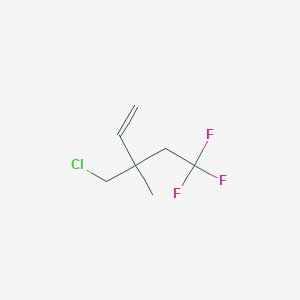 molecular formula C7H10ClF3 B15256288 3-(Chloromethyl)-5,5,5-trifluoro-3-methylpent-1-ene 