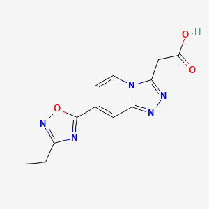 molecular formula C12H11N5O3 B1525652 [7-(3-Ethyl-1,2,4-oxadiazol-5-yl)[1,2,4]triazolo[4,3-a]pyridin-3-yl]acetic acid CAS No. 1338682-10-2