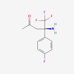 molecular formula C11H11F4NO B15256522 (4R)-4-amino-5,5,5-trifluoro-4-(4-fluorophenyl)pentan-2-one 