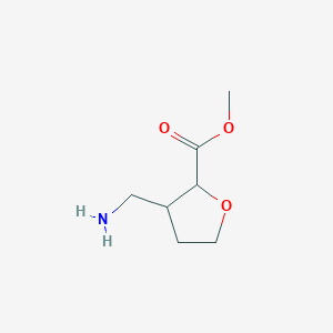 molecular formula C7H13NO3 B15256530 Methyl 3-(aminomethyl)oxolane-2-carboxylate 