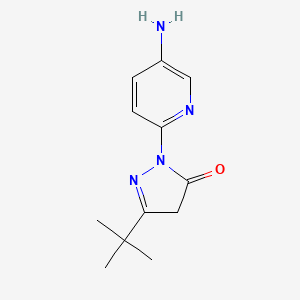 molecular formula C12H16N4O B15256548 1-(5-Aminopyridin-2-yl)-3-(tert-butyl)-1h-pyrazol-5(4h)-one 