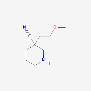 molecular formula C9H16N2O B15256711 3-(2-Methoxyethyl)-3-piperidinecarbonitrile 