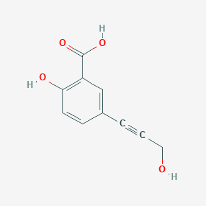 molecular formula C10H8O4 B15256731 2-Hydroxy-5-(3-hydroxyprop-1-yn-1-yl)benzoic acid 