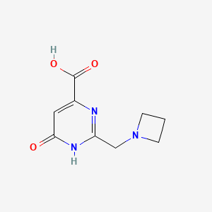 molecular formula C9H11N3O3 B15256775 2-(azetidin-1-ylmethyl)-6-oxo-1H-pyrimidine-4-carboxylic acid 