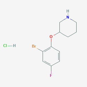 molecular formula C11H14BrClFNO B1525679 3-(2-Bromo-4-fluorophenoxy)piperidine hydrochloride CAS No. 1220034-61-6