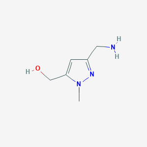 molecular formula C6H11N3O B15256802 [3-(Aminomethyl)-1-methyl-1H-pyrazol-5-yl]methanol 