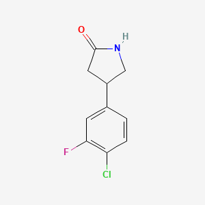 molecular formula C10H9ClFNO B15256811 4-(4-Chloro-3-fluorophenyl)pyrrolidin-2-one 