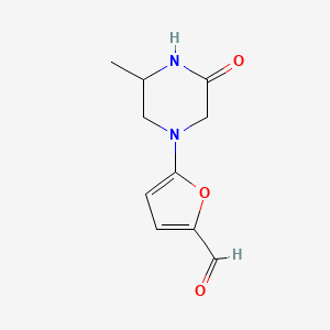 molecular formula C10H12N2O3 B15256870 5-(3-Methyl-5-oxopiperazin-1-yl)furan-2-carbaldehyde 