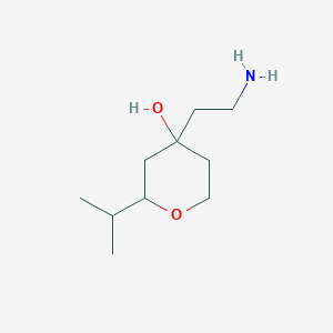 molecular formula C10H21NO2 B15256966 4-(2-Aminoethyl)-2-(propan-2-yl)oxan-4-ol 