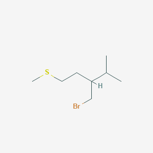 molecular formula C8H17BrS B15257006 3-(Bromomethyl)-4-methyl-1-(methylsulfanyl)pentane 