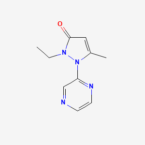 molecular formula C10H12N4O B15257079 2-Ethyl-5-methyl-1-(pyrazin-2-yl)-2,3-dihydro-1H-pyrazol-3-one 