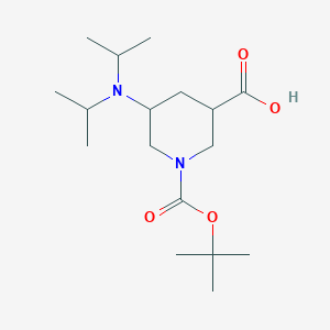 molecular formula C17H32N2O4 B15257110 5-[Bis(propan-2-yl)amino]-1-[(tert-butoxy)carbonyl]piperidine-3-carboxylic acid 