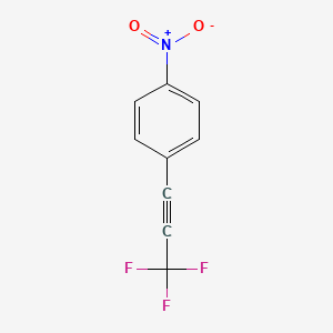 molecular formula C9H4F3NO2 B15257136 Benzene, 1-nitro-4-(3,3,3-trifluoro-1-propynyl)- CAS No. 1983-22-8