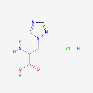 molecular formula C5H9ClN4O2 B15257220 2-amino-3-(1H-1,2,4-triazol-1-yl)propanoic acid hydrochloride 