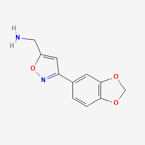 molecular formula C11H10N2O3 B1525723 (3-(Benzo[D][1,3]dioxol-5-YL)isoxazol-5-YL)methanamine CAS No. 885273-58-5