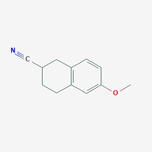 molecular formula C12H13NO B15257230 6-Methoxy-1,2,3,4-tetrahydronaphthalene-2-carbonitrile 