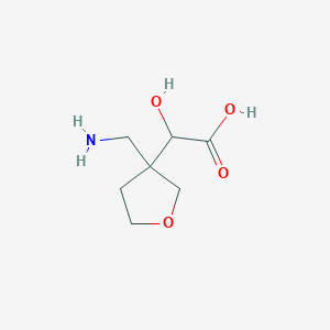 molecular formula C7H13NO4 B15257252 2-[3-(Aminomethyl)oxolan-3-yl]-2-hydroxyacetic acid 