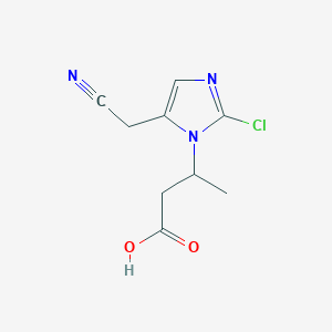 molecular formula C9H10ClN3O2 B15257278 3-[2-Chloro-5-(cyanomethyl)-1H-imidazol-1-yl]butanoic acid 