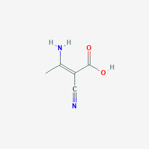 molecular formula C5H6N2O2 B15257379 3-Amino-2-cyanobut-2-enoic acid 