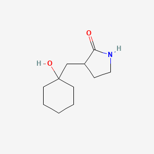 molecular formula C11H19NO2 B15257388 3-[(1-Hydroxycyclohexyl)methyl]pyrrolidin-2-one 