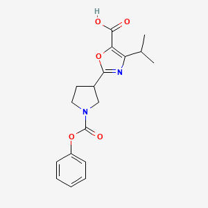 molecular formula C18H20N2O5 B15257417 2-[1-(Phenoxycarbonyl)pyrrolidin-3-yl]-4-(propan-2-yl)-1,3-oxazole-5-carboxylic acid 