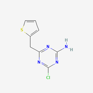 molecular formula C8H7ClN4S B15257427 4-Chloro-6-(thiophen-2-ylmethyl)-1,3,5-triazin-2-amine 